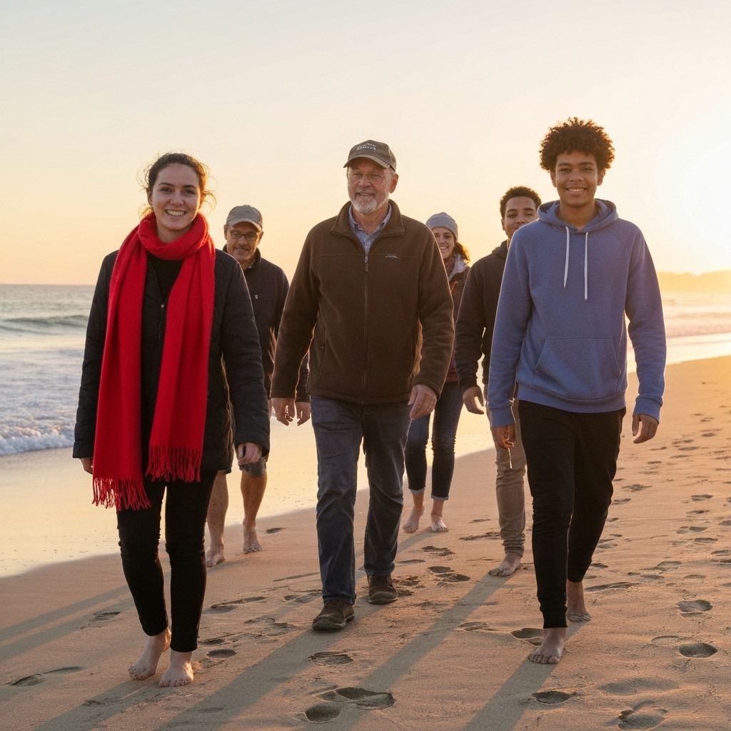 Beach sunrise walk